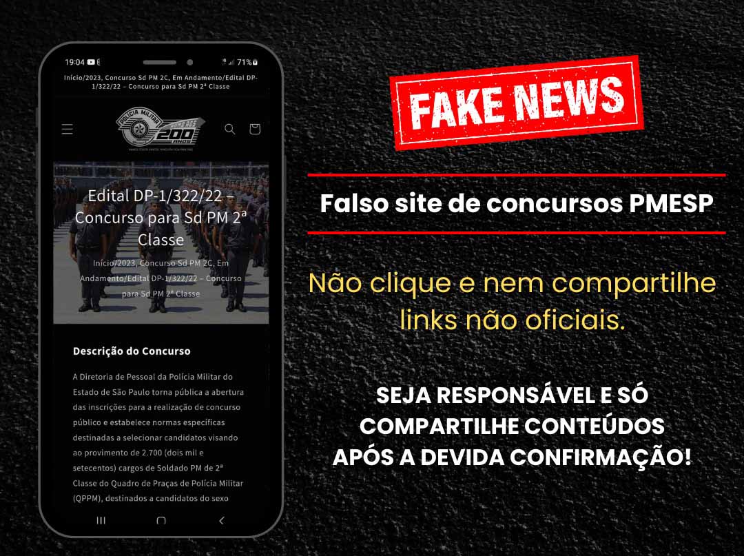 É fake, site que anuncia concurso para a PM - Jornal In Foco