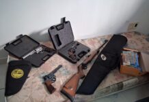 Polícia apreende armas e munições durante mandado de busca em investigação de violência doméstica