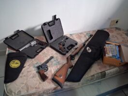 Polícia apreende armas e munições durante mandado de busca em investigação de violência doméstica