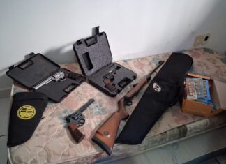 Polícia apreende armas e munições durante mandado de busca em investigação de violência doméstica