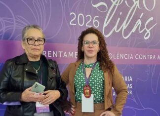 Delegada de Taquarituba e agente policial da DDM de Avaré participam de evento do Agosto Lilás em São Paulo